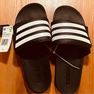 Adidas Men’s Size 9 Adilette Comfort Adjustable Strap Slides Sandals Black/White